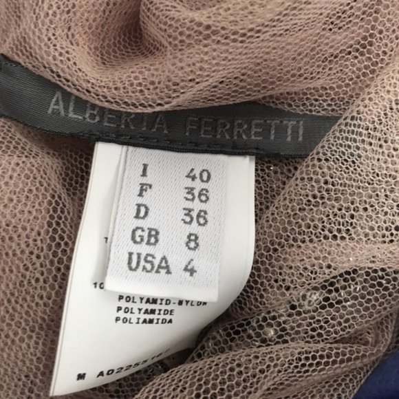 Alberta Ferretti mesh sheer beaded top nude stretch 4 - Picture 7 of 7